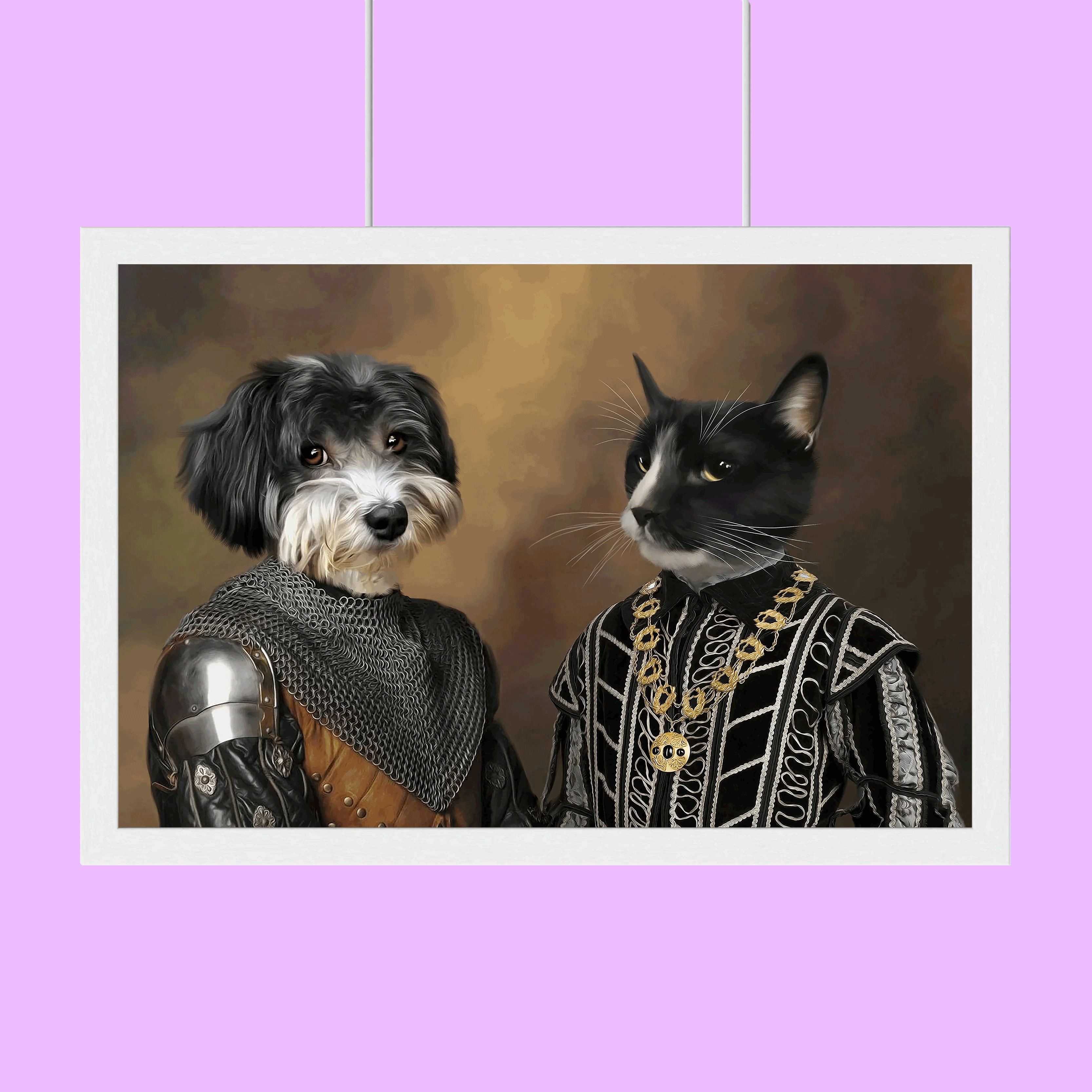 The Majestic Pair – Custom Multi-Pet Royal Portrait